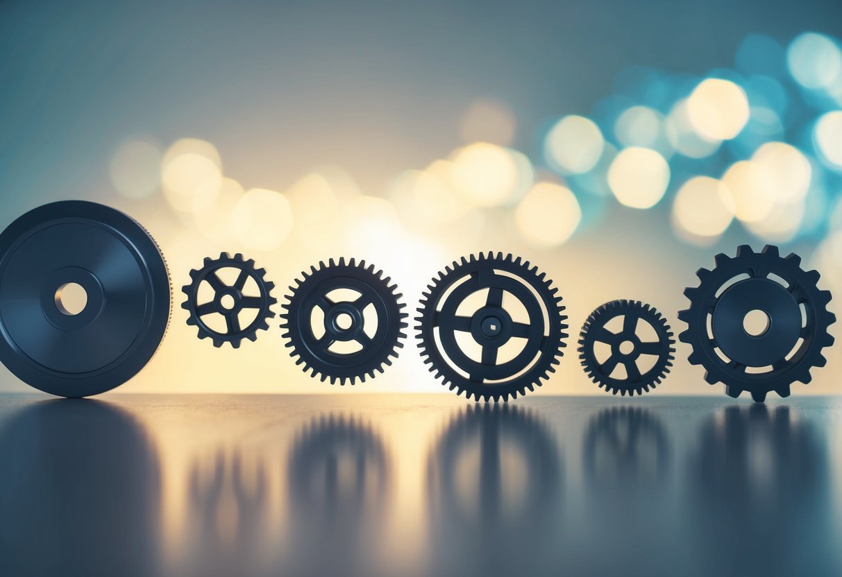 Une série d'engrenages et de roues dentées interconnectés, représentant l'évolution et les tendances de la mémoire technique