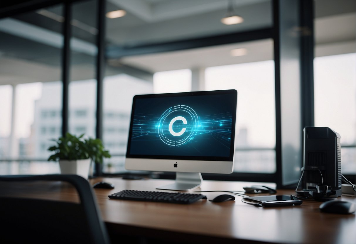 A computer screen displaying the CLEARBUS logo with a digital signature being electronically signed