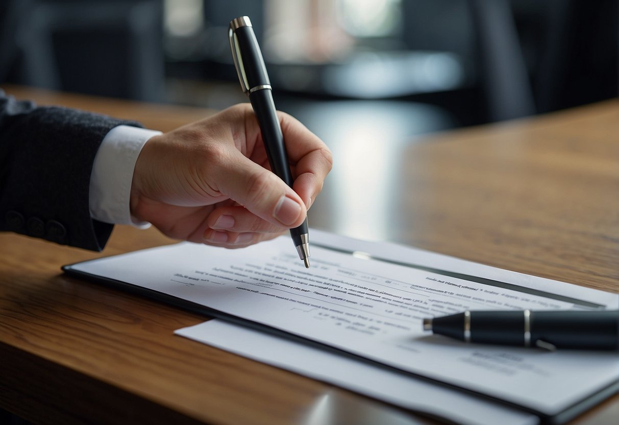A hand holding a digital pen signs a document with the VIALINK trusted service and electronic signature certification