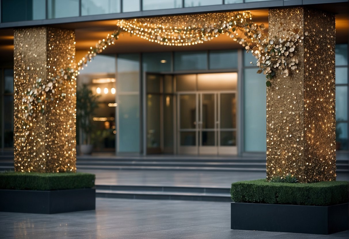 A public building being adorned with artistic decorations as part of the 1% artistic and public procurement process