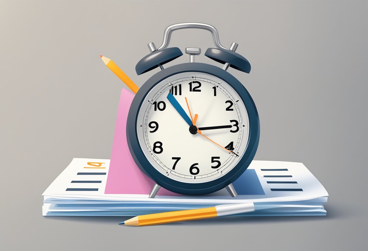 A clock ticking towards a deadline, with a calendar showing a close date for public tender submissions