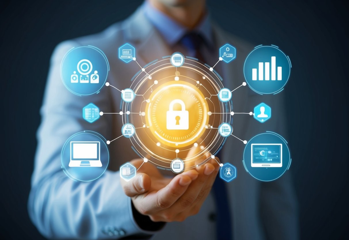 Un programme de formation numérique futuriste symbolisé par un réseau interconnecté de formes et de lignes abstraites lumineuses.