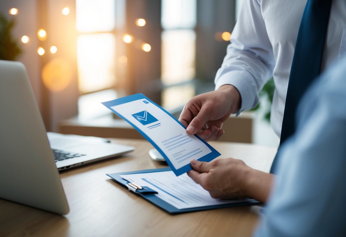 Une personne envoyant un document électronique et une copie imprimée par un système de messagerie sécurisé