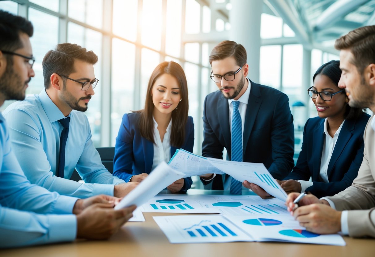 Un groupe de personnes examinant des graphiques et des tableaux financiers, réfléchissant et élaborant des stratégies sur la manière de remporter des contrats de gestion des transports publics.