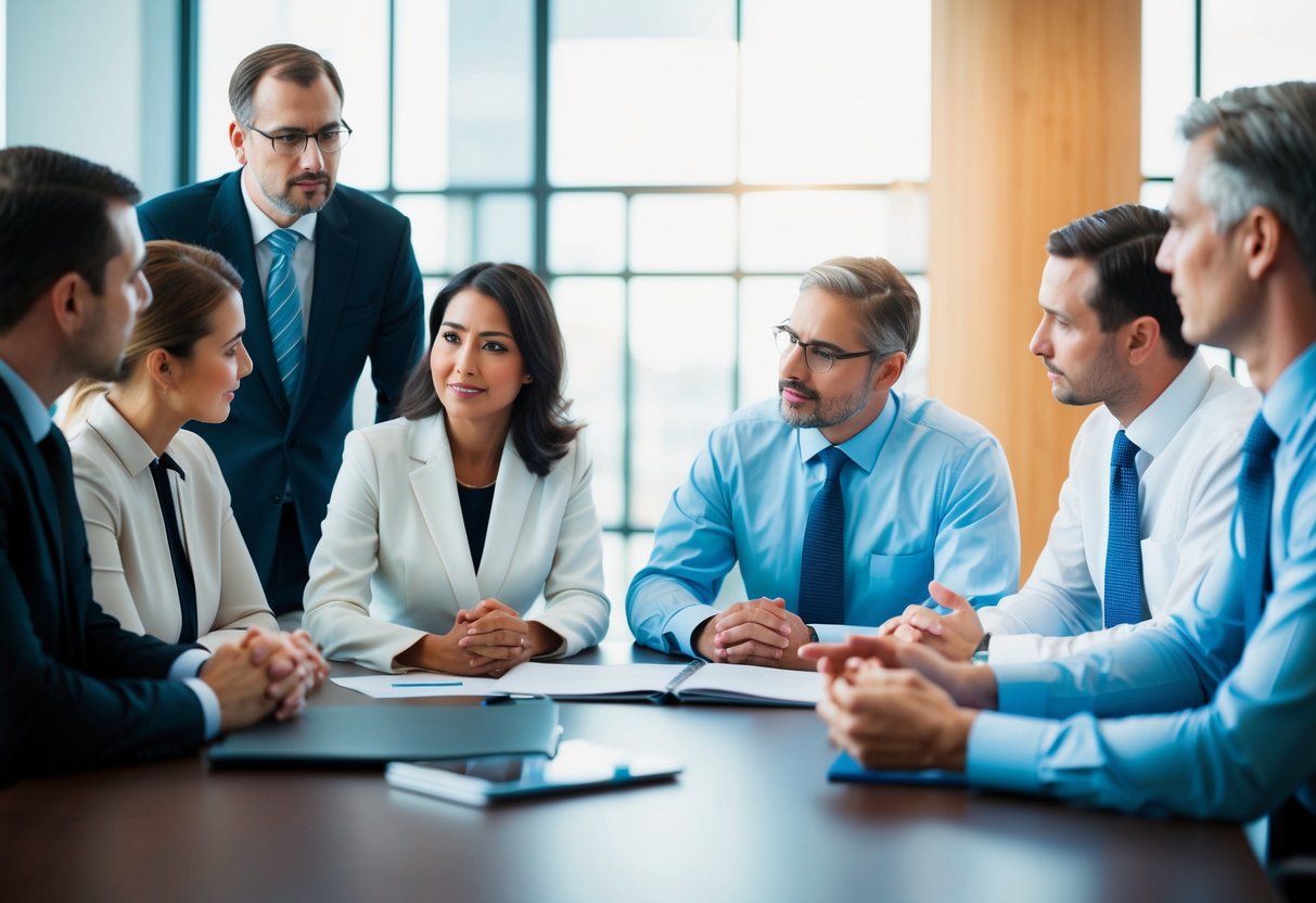 Un groupe de professionnels discutant des stratégies de sécurité et de prévention des risques dans un cadre de bureau gouvernemental