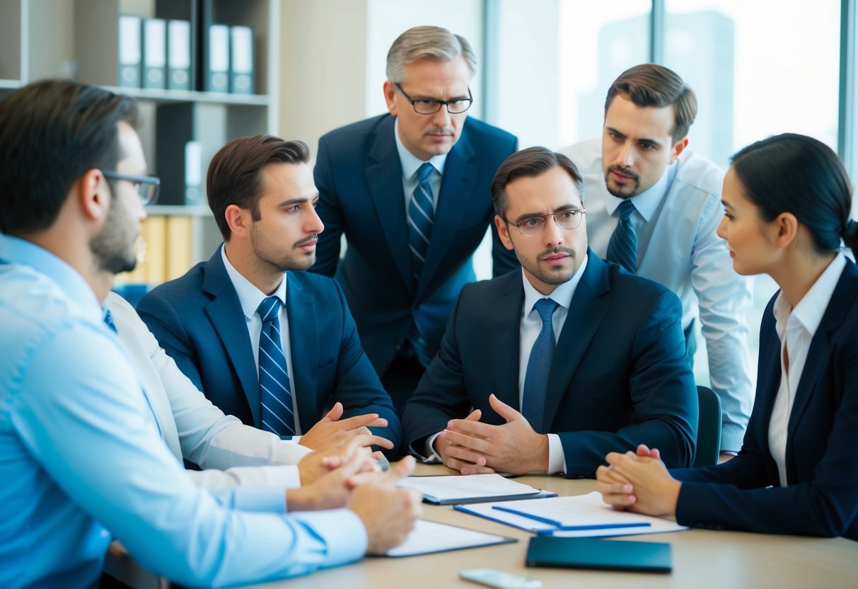 Un groupe de professionnels du secteur discutant des mesures de sécurité et de prévention des risques dans un bureau gouvernemental.