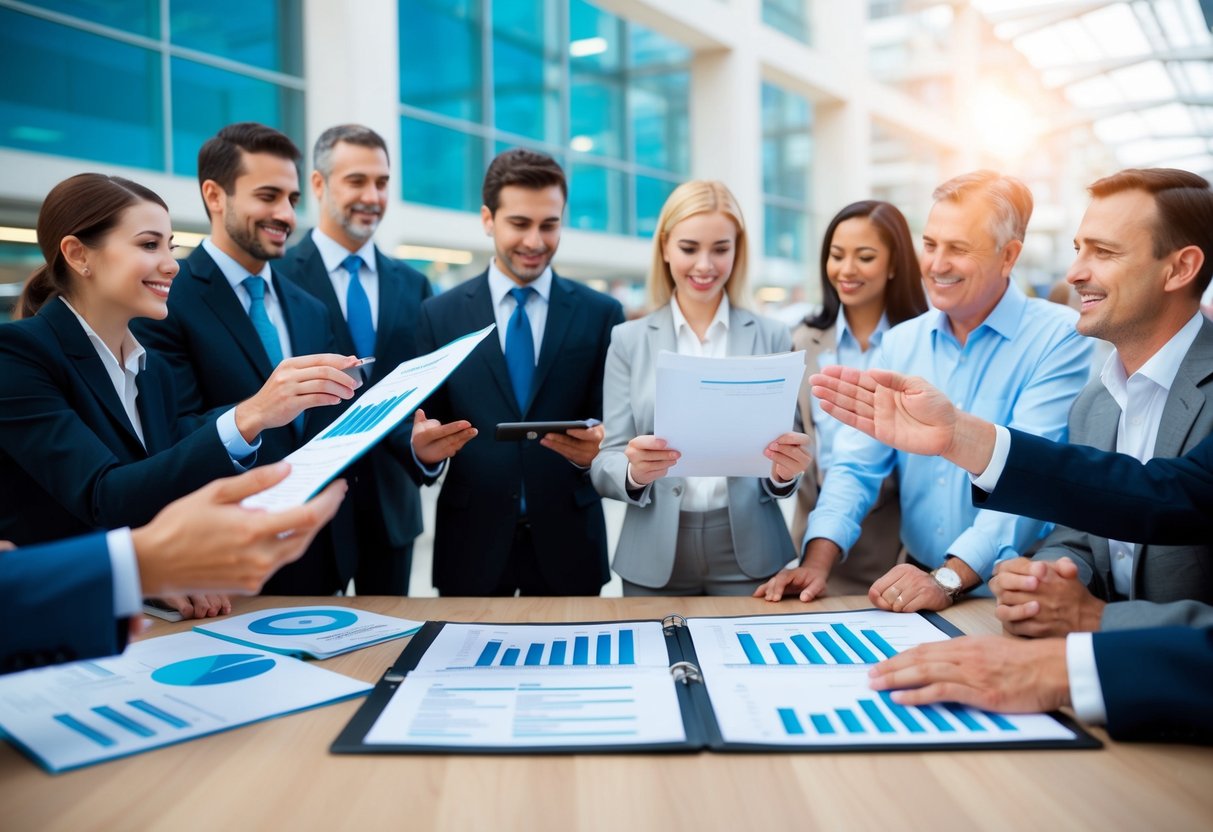 Un rapport financier bien organisé présenté à des parties prenantes satisfaites dans un cadre de marché public