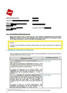 Courrier d'attribution UGAP - marché drones Dronotec remporté avec AO Conquête