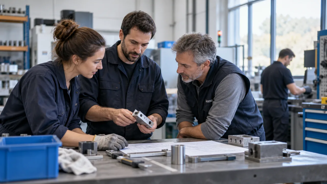 Petite équipe dans un atelier de production