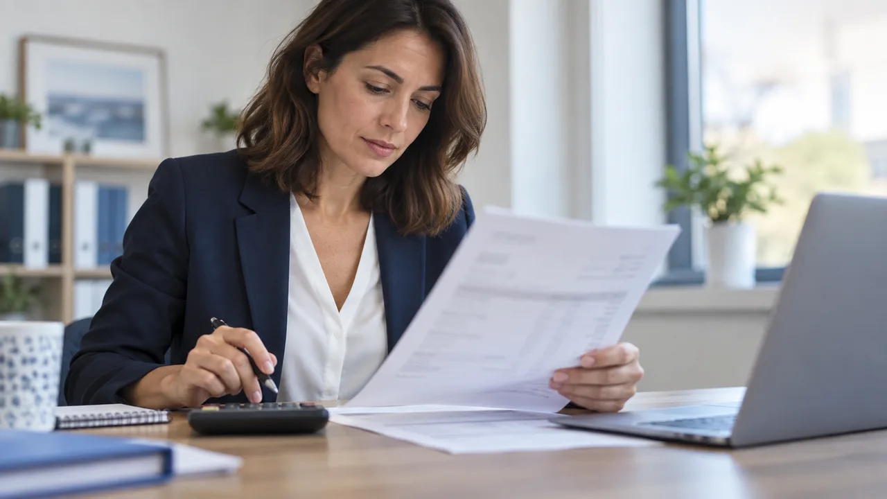 Documents financiers et calculatrice sur un bureau