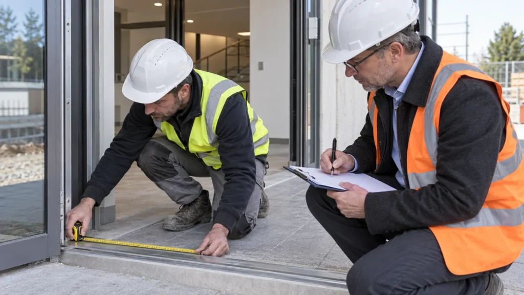 Maître d'ouvrage inspectant une réserve sur un bâtiment public