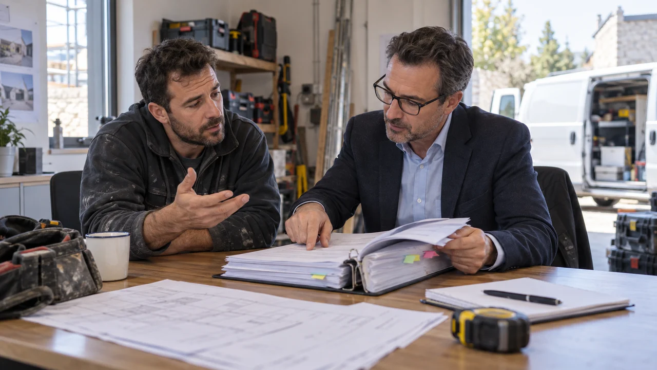 Conseiller répondant aux questions sur la RC pro en marché public