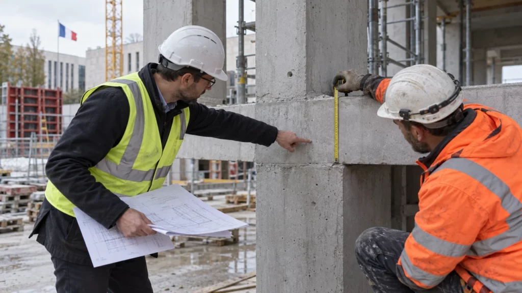 Maître d'œuvre contrôlant l'exécution de travaux publics
