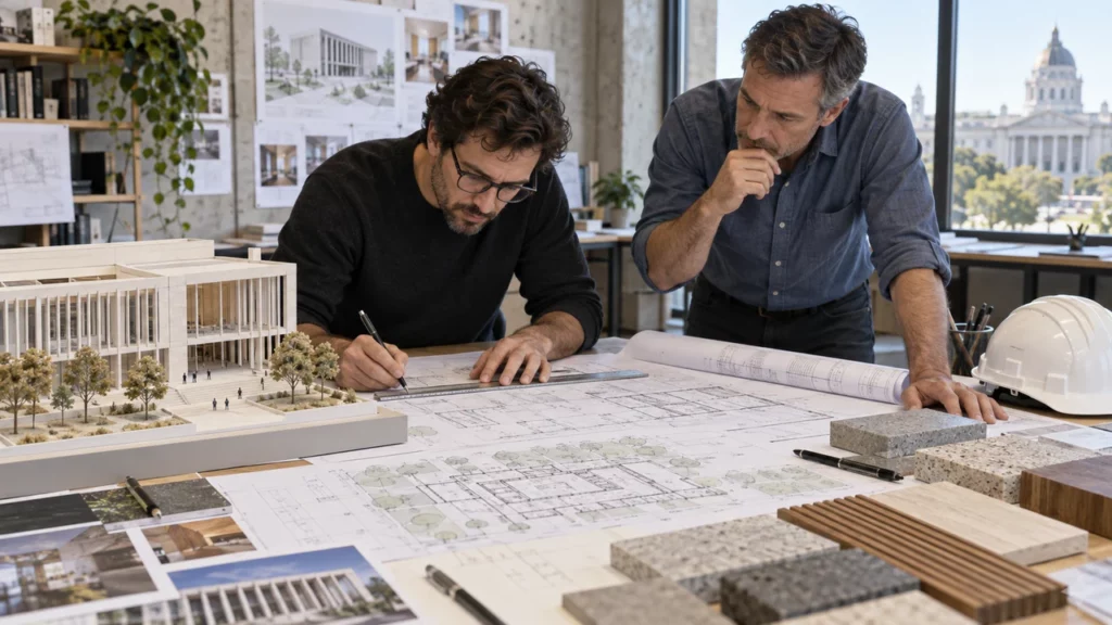 Examen des plans d'un avant-projet définitif