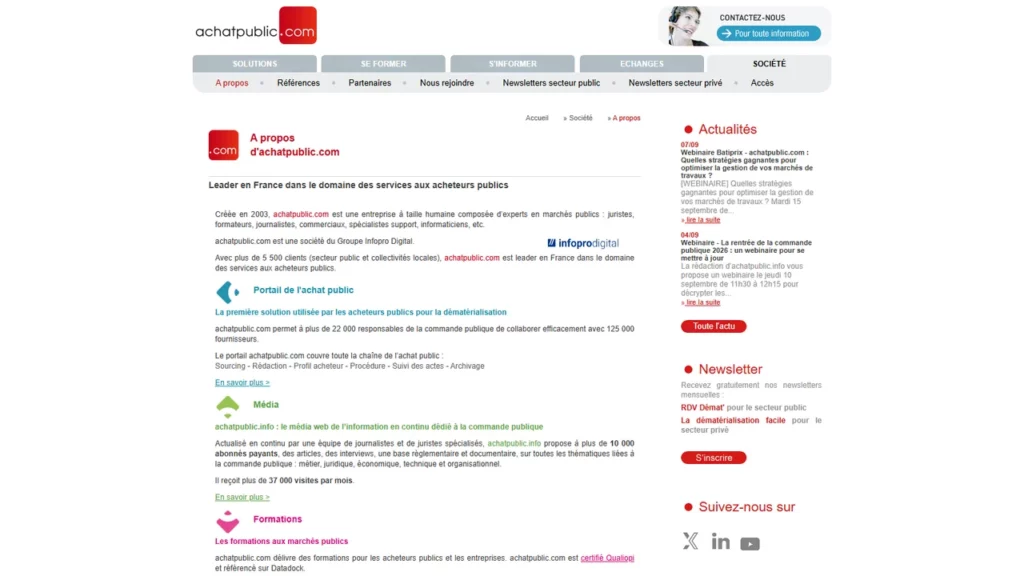 Page officielle de la plateforme achatpublic.com