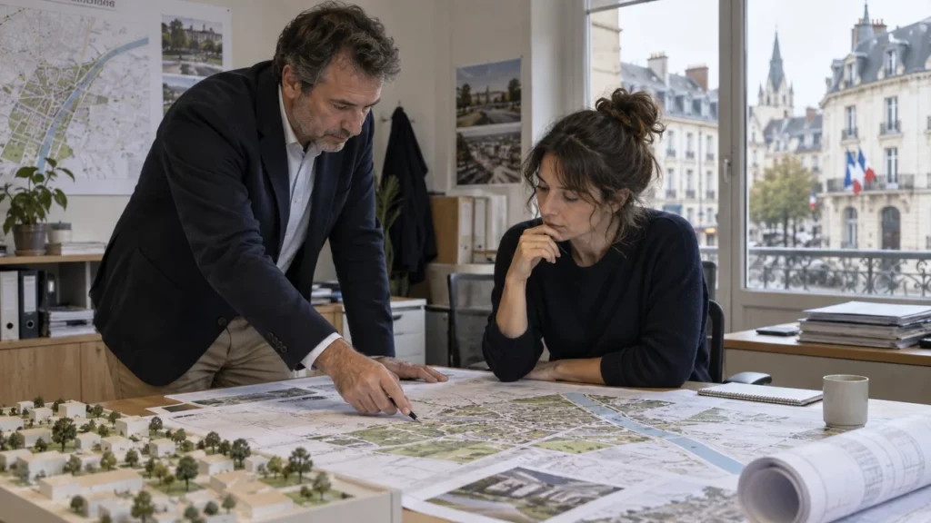 Élus examinant un projet porté par une société publique locale