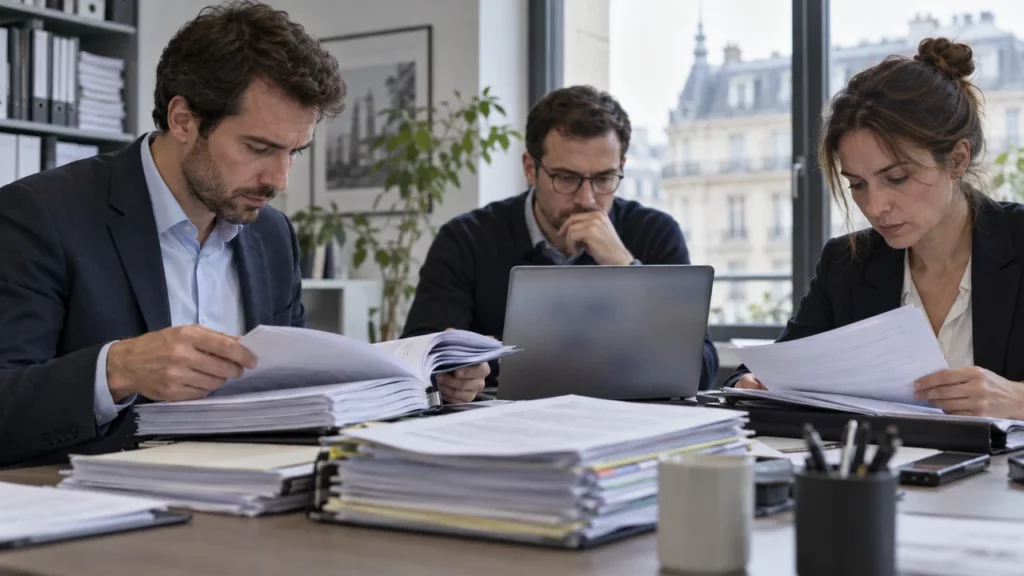 Équipe utilisant EUGEN.ia pour retrouver des clauses dans un DCE