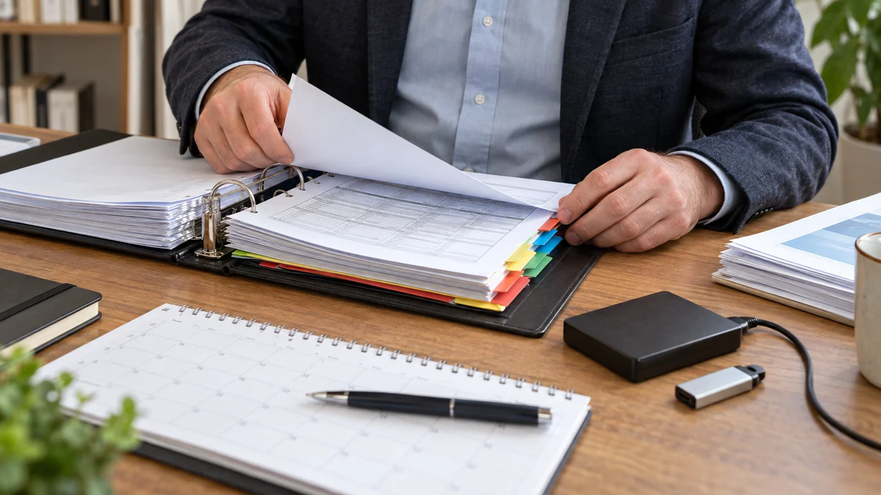 Structure type d'un plan de réversibilité organisée dans un classeur