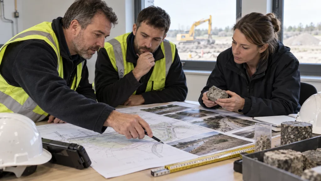 Équipe vérifiant les données d’entrée d’un projet public