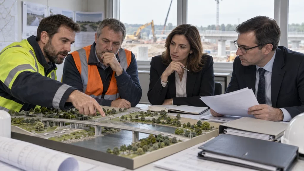Parties prenantes examinant le montage d’une société de projet