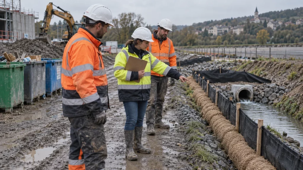 Contrôle des mesures environnementales sur un chantier