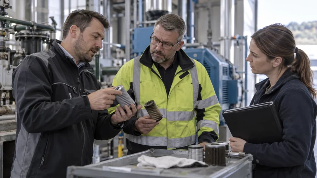Revue de service entre fournisseur et client sur un site industriel