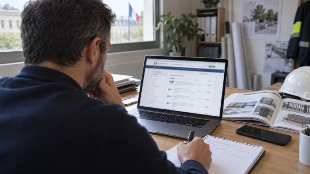 Dirigeant consultant une plateforme gratuite d’appels d’offres