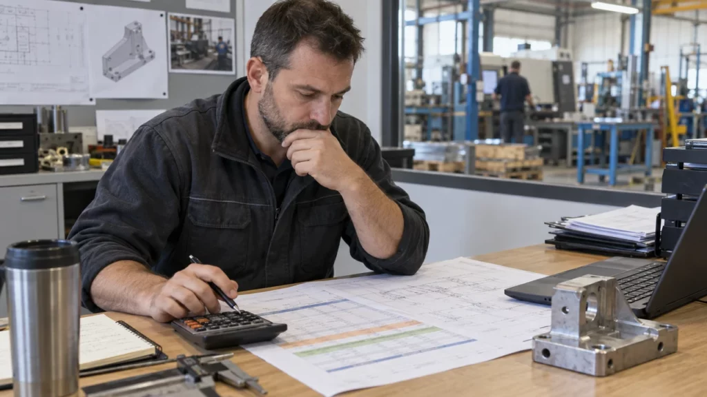 Responsable industriel calculant le prix d’une offre