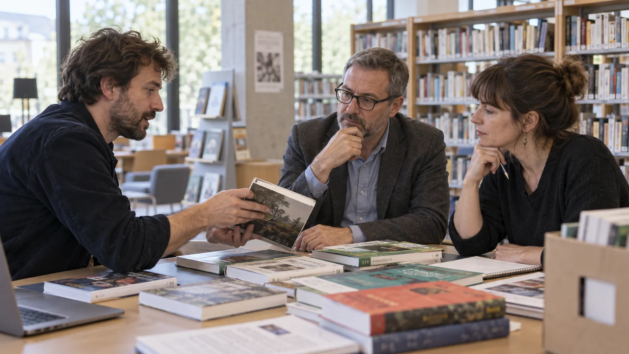 Échange entre libraire et responsables d’une bibliothèque publique