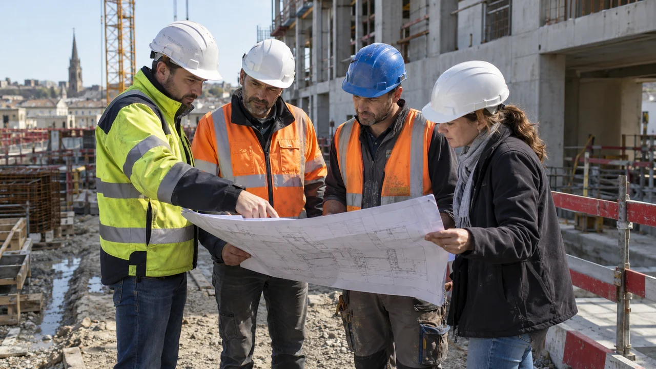 Les différents acteurs du PPSPS réunis sur le chantier