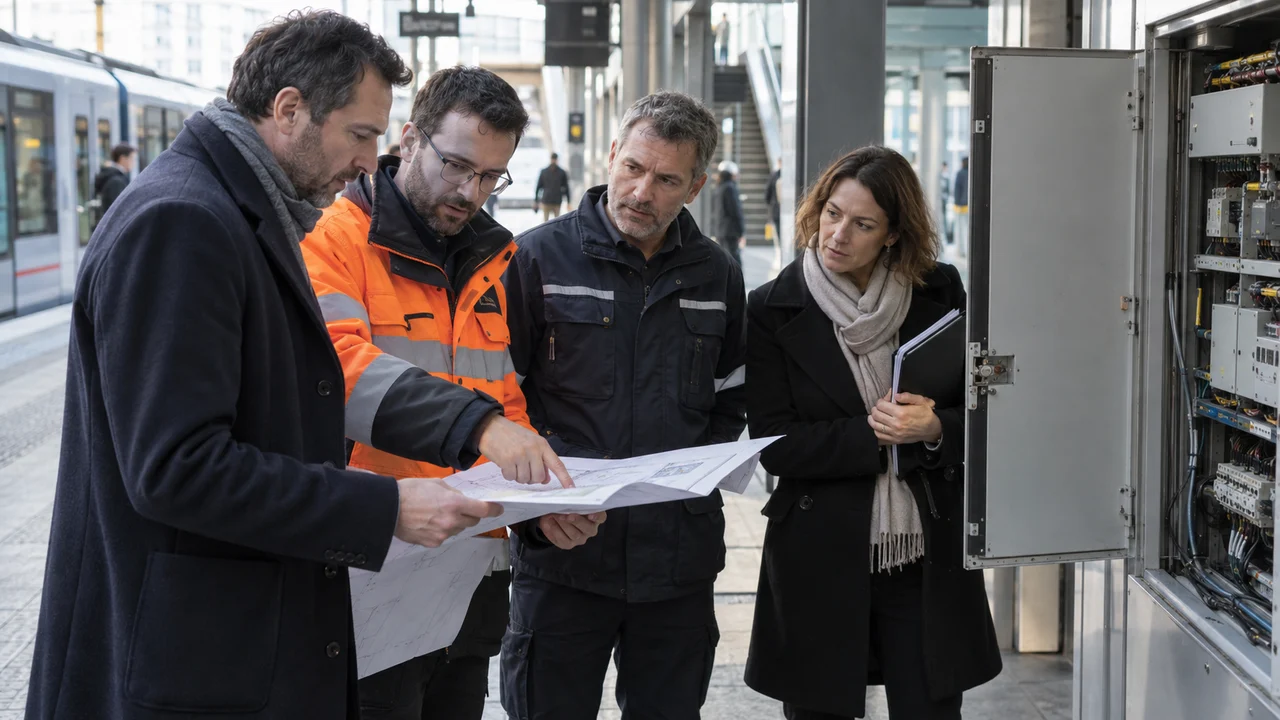 Représentants public et privé lors de la visite d'une infrastructure