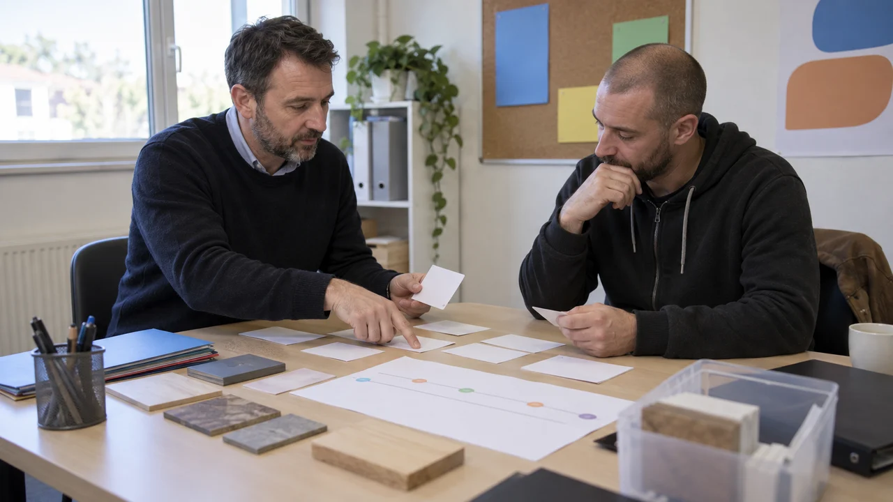 Conseiller accompagnant un adulte dans son bilan de compétences