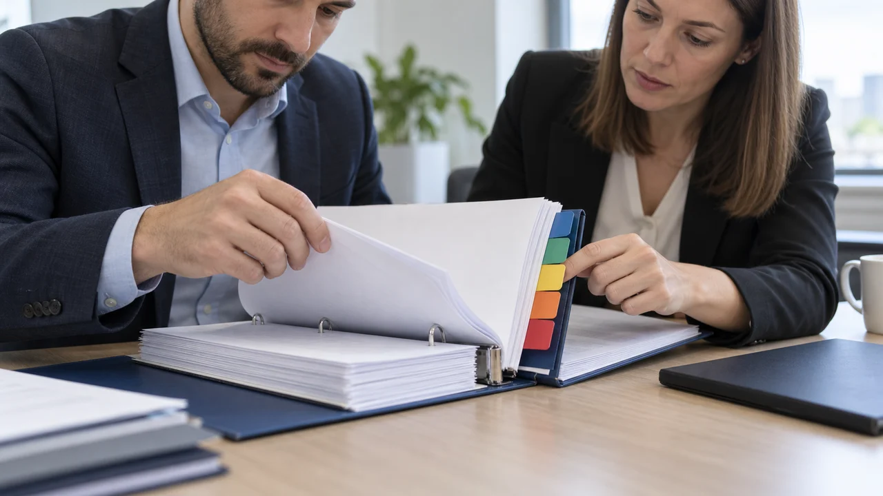 Consultation d’un dossier de réponse organisé avec des intercalaires