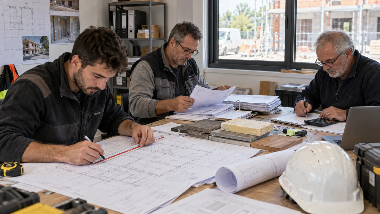 Équipe de chiffrage structurant son travail sur plans et coûts