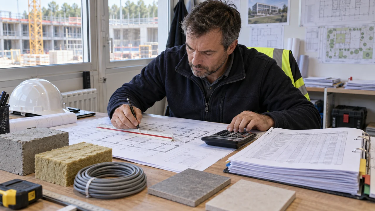 Métreur chiffrant un DPGF ligne par ligne