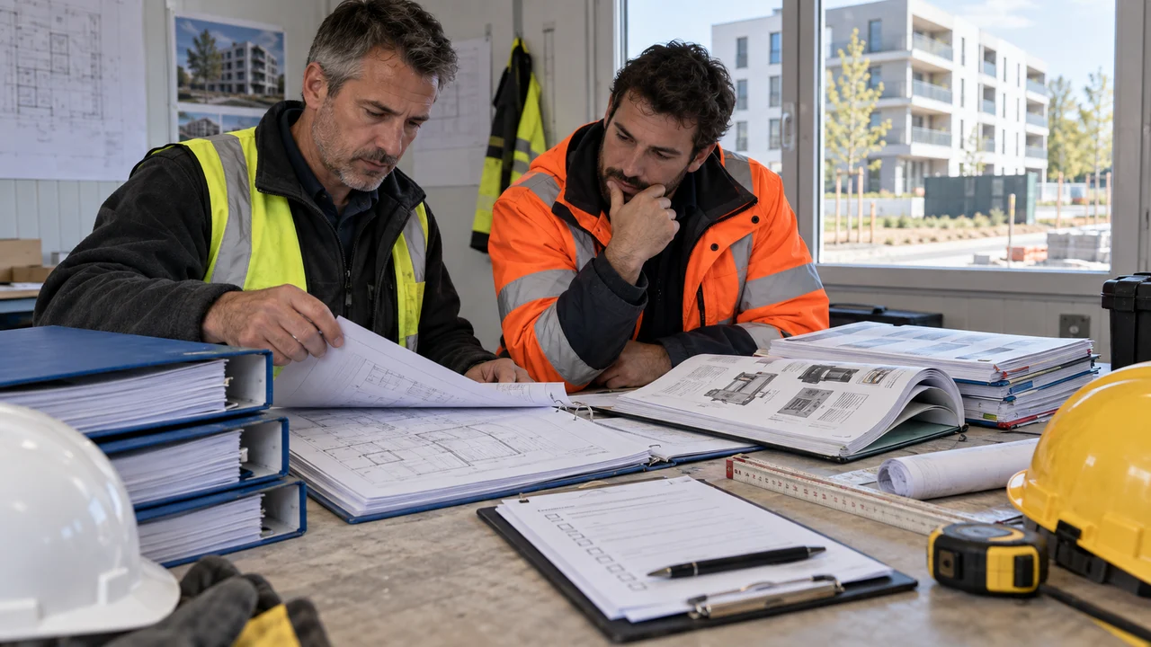 Responsables vérifiant le cadre et les pièces du DOE