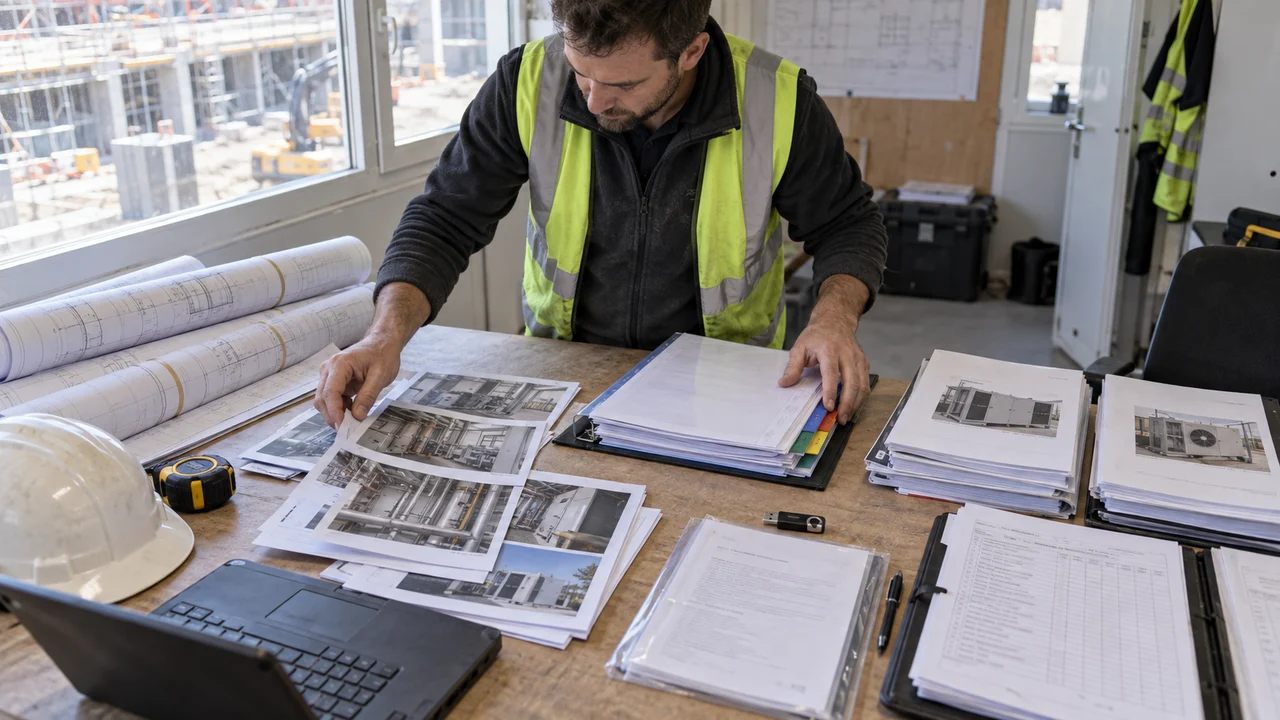 Responsable de chantier parcourant la composition d’un DOE