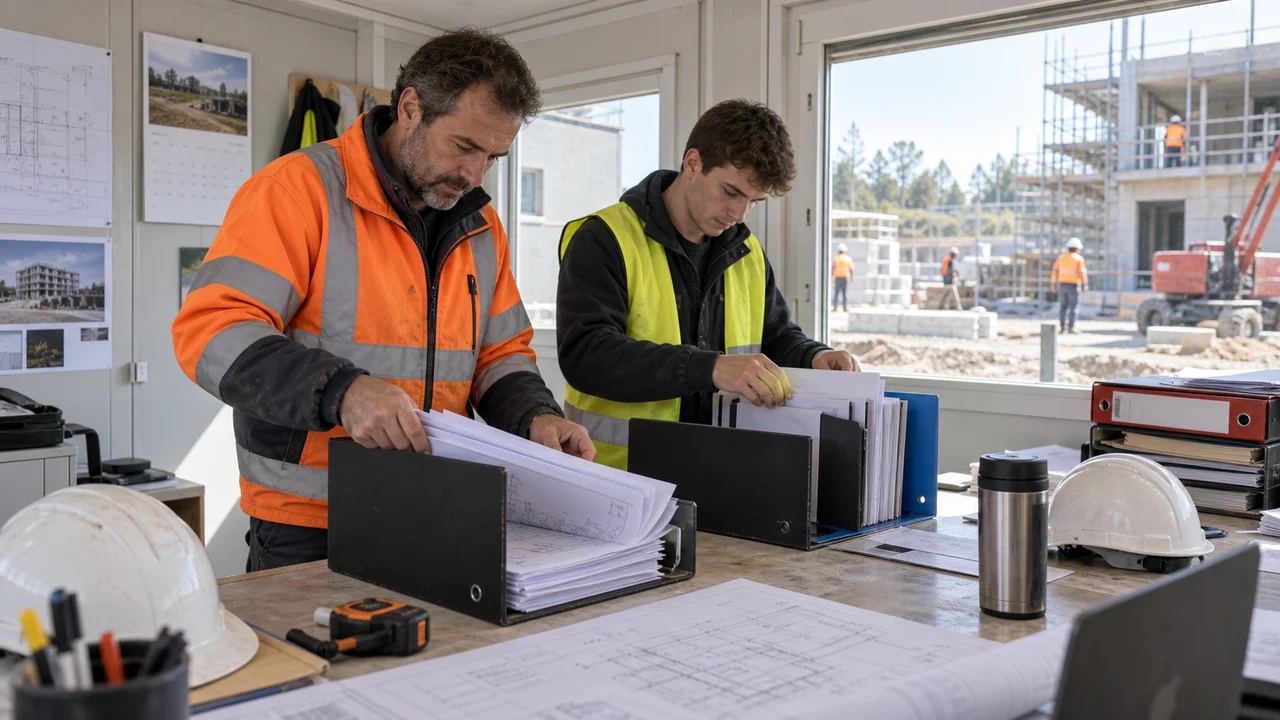 Équipe de chantier classant progressivement les pièces du DOE