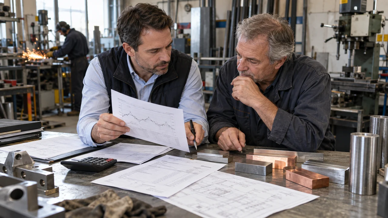 Responsables vérifiant un indice de prix pour les prestations sous-traitées