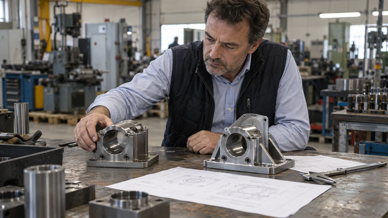 Dirigeant industriel comparant une solution de base et une variante technique