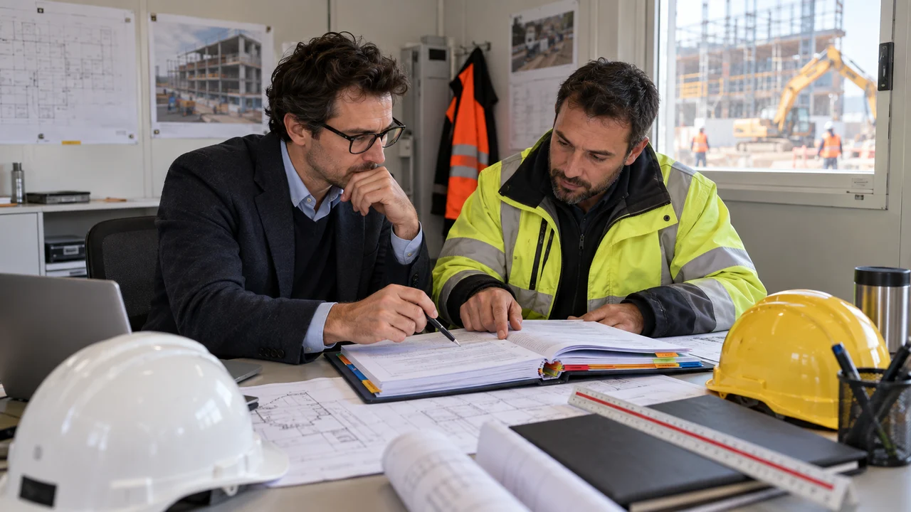 Juriste et ingénieur vérifiant le cadre contractuel des variantes