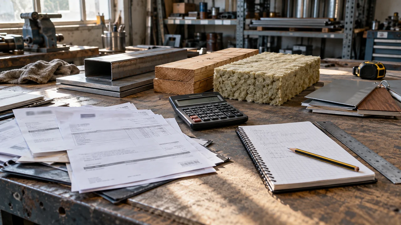Factures et échantillons de matériaux utilisés pour calculer une révision de prix