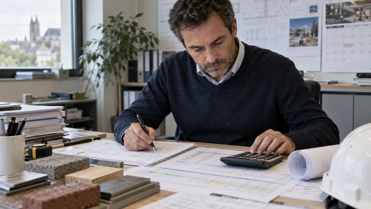 Économiste de la construction calculant une formule de révision de prix